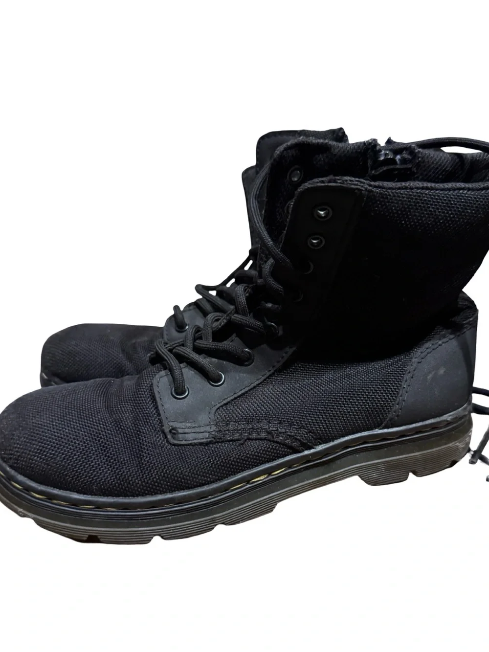 Dr. Martens Black Kids Lace-Up Canvas Boots